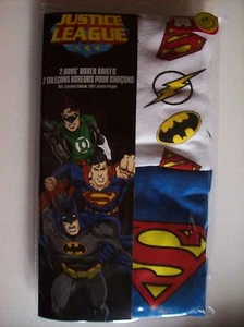 Justice League Underwear Boys 2 Boxer Brief Pack Character Heroes Sz 4 6 8 NIP - Picture 1 of 1