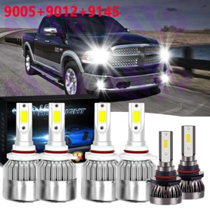 For Ram 1500 2013 2014 2015 w/Projector LED Bulbs Combo Headlights & Fog Lights - Picture 1 of 12