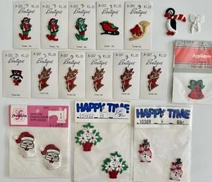 Menge 20 Vintage Vintage Nähen Weihnachten Urlaub bestickt Applikation Patches Santa - Bild 1 von 7