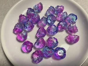 beautiful 10pcs two tone purple flower bell glass beads 10mm - Picture 1 of 1