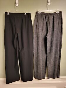 EUC - Lot of 2 Eileen Fisher Dress Pants Size Small Black Pattern Modern Wide