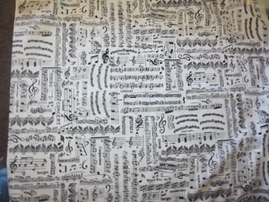 Black white musical score notes cotton quilting fabric musician instruments bhy - Picture 1 of 5