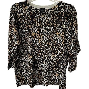 Talbots Merino Wool Animal Print Pullover Sweater size XL - Picture 1 of 9