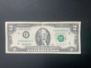 1995 $2 DOLLAR BILL F64848437A - Picture 1 of 4