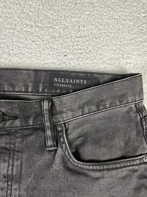 Pantalones de mezclilla All Saints Cigarette para hombre 32 descoloridos negros ajustados punk Foto 1 de 4