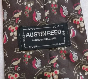 Tie Necktie Vintage Mens 1980s Austin Reed SILK FLORAL - Picture 1 of 12