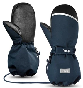 MCTi Kids Mittens Waterproof Winter Ski Warm Sherpa Lined Long Cuff with String - Picture 1 of 2