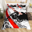 Motorcycle Bedding Set Twin Size Motocross Racer Tie Dye Duvet Cover Extreme Spo