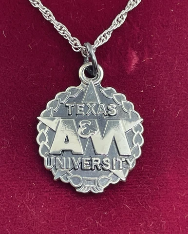Vintage New Old stock Texas A&M Aggies 1975 sterling Pendant Necklace Cover