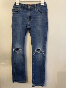 Arizona Boys Jeans Size 8 Skinny Adjustable Waistband Distressed - Picture 1 of 6