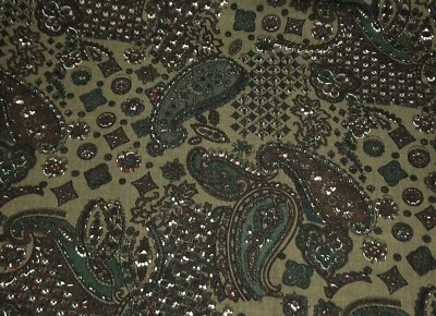 Tela de decoración del hogar de cachemira verde oliva oscuro de 3-1/3 yardas; 100 % algodón (RF966) Foto 1 de 4