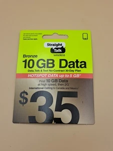 Straight Talk Wireless Bronze 10 GB Data 35 USD - Zdjęcie 1 z 2