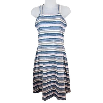 Vestido para mujer Pact de algodón orgánico ajustado y acampanado espalda cruzada M rayas atletismo Foto 1 de 4