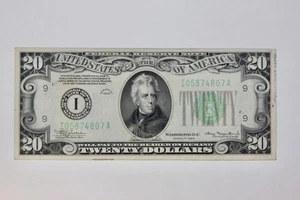 1934 $20.00 Federal Reserve Note Extremely Fine I 05874807 A - Picture 1 of 2