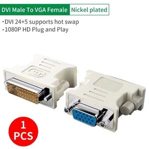 DVI-I Stecker Analog (24+5) auf VGA Buchse (15-polig) Stecker Adapter Desktop PC - Bild 1 von 3