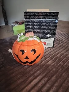 Tarro de galletas Fitz and Floyd Pumpkin Ghosts #2050/283 retirado Halloween otoño con caja - Imagen 1 de 10