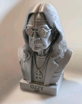 Figura Estatua Busto Ozzy Osbourne 4 + Pulgadas Alto Impreso en 3D Plata SEDA Foto 1 de 4