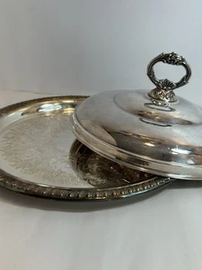 Vintage Silver Plate Platter And Silver Plated Cloche - Picture 1 of 10