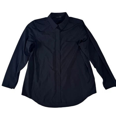 Athleta 黑色长袖开衩袖口领衬衫女式 L 码 — 第 1/4 张图片