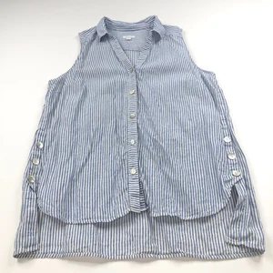 J.Jill Love Linen Large Tunic Shirt Women's Button Sleeveless Striped Blue - Picture 1 of 6