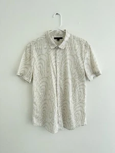 John Varvatos White Cotton Printed Button Down Medium - Picture 1 of 5