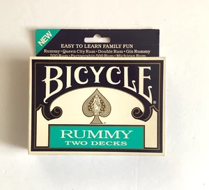 Vintage 1990 Bicycle Rummy Two Decks Card Game Family Fun Easy To Learn Sealed - Picture 1 of 7
