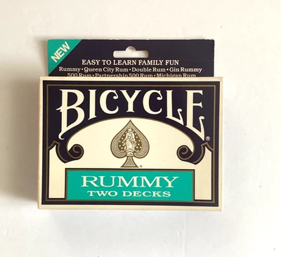 Vintage 1990 Bicycle Rummy Two Decks Card Game Family Fun Easy To Learn Sealed - Image 1 of 4