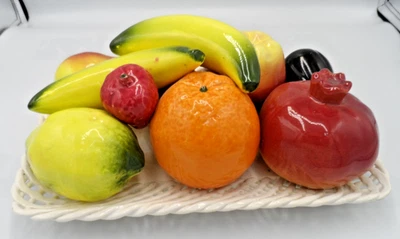 Vintage Majolica Ceramic Fruit Basket Rectangle Shape 30x18x12cm, Home Decor MCM - Image 1 of 4