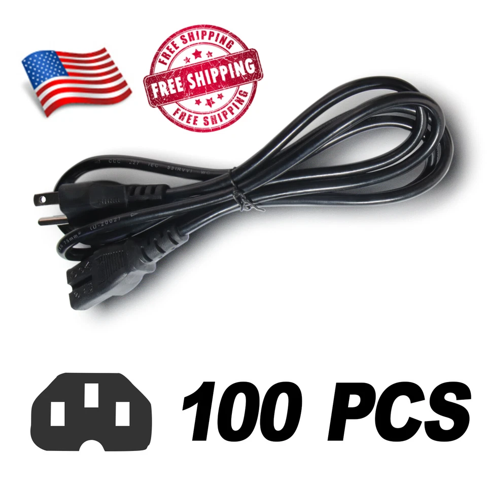 2-prong IEC Supply Adapter PC Power Universal Cable Cord Plug LCD CRT 6 Foot
