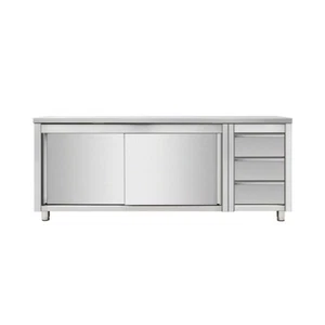 Work Cabinet with Sliding Doors and Drawer Block Right Hand, 2000 X 700mm - Picture 1 of 2