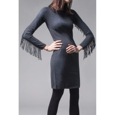 Vestido Yoana Baraschi Mujer Cuervo Flecos Gris Carbón Suéter Talla Mediana Foto 1 de 4