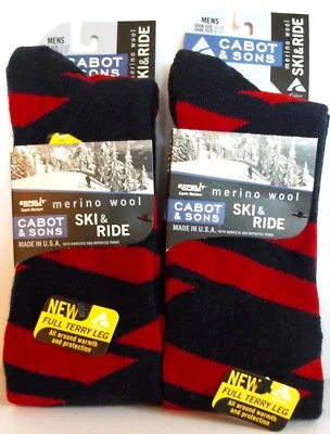 CABOT & SONS Calcetines Ride/Ski Hombre AZUL MARINO/ROJO Talla 10-13, NUEVO x 2 Foto 1 de 4
