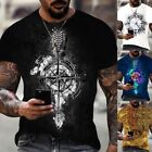 Retro Style Short Sleeve Graphic Print T Shirt Sport Muscle Tops for Men
