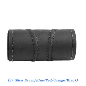 38cm Universal Cuero Genuino Cubierta Volante Coche Accesorios Coche Negro - Imagen 1 de 13