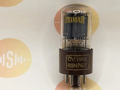 Brimar CV1988 = 6SN7GT Base Marrón Rectángulo Inferior Getter - Gt. Gran Bretaña casi nueva Foto 1 de 4