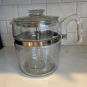 Vintage Pyrex Glass Flameware 7759 6-9 Cup Stovetop Percolator Coffee Tea Pot - Picture 1 of 6