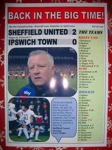 Sheffield United 2 Ipswich Town 0 - Sheff Utd promoted 2019 - souvenir print - Picture 1 of 1
