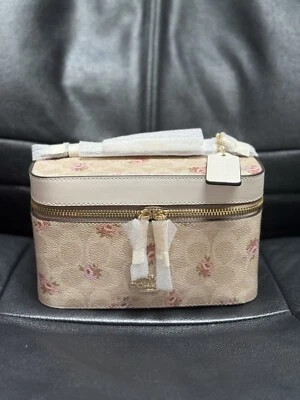 NWT Coach Cosmetic Case Signature Canvas With Floral Print CAP14 Sand Multi - Image 1 of 4