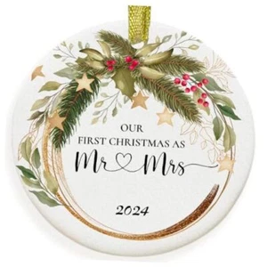 Wedding Gifts for Couple, Our First Our First Christmas Married Wreath - Picture 1 of 8