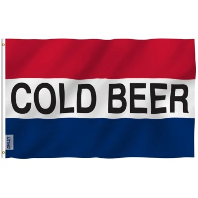 Anley Fly Breeze 3x5 Foot Cold Beer Flag - Advertising Beer Flags Polyester - Image 1 of 4