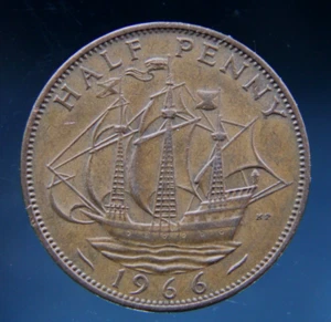 Great Britain, Half Penny, 1966 bronze coin - Picture 1 of 2