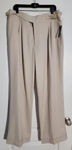 Lauren Ralph Lauren Damenhose 16 Black Label plissiert hellbraun Wollmischung Twill neu mit Etikett - Bild 1 von 11