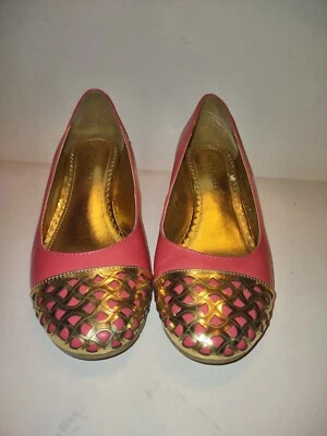 LAURA ASHLEY Wedge Pink  & Gold Shoes, Flats, Womens 8 (38) Very Good Condition - Image 1 of 4