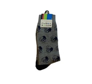 Funky Socks Mens Dogs Bulldogs Crew Shoe Size 6-12 Grey Blue Centric PSFS-3031 - Imagen 1 de 5