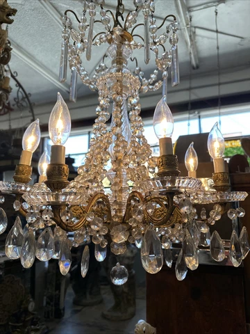Original Baccarat Crystal Chandelier 8 Bulb Marked Baccarat Cover