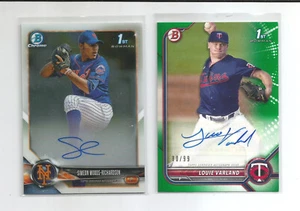 2018 Bowman Chrome RC Auto Simeon Woods Richardson 2022 Louie Varland /99 Green - Bild 1 von 1