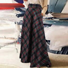 Fashion Women Tartan Check Plaid Long Skirt Vintage Ladies Loose Maxi Dress