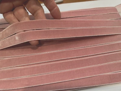 stretch 5/8" velvet elastic ribbon strawberry 1yd made in Switzerland - Image 1 of 4