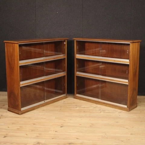 Pair of vitrines bookcases display cabinets furniture wood vintage design 900 Cover