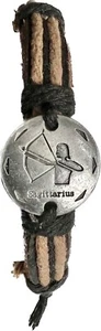 Sagittarius Bracelet Leather Zodiac Sign Artisan Jewelry Accessory - Picture 1 of 3